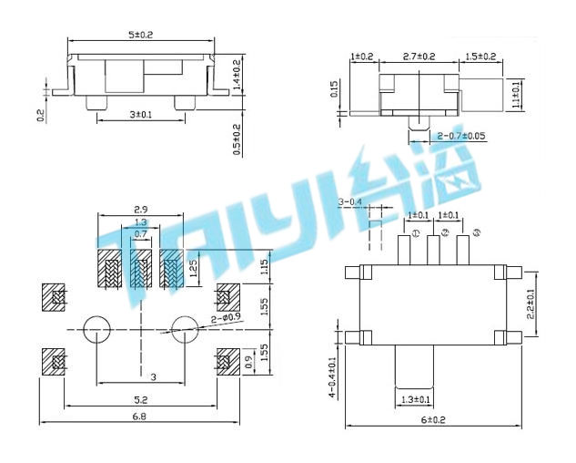 mini拨动开关T5-K12E01