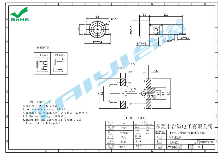 PJ-226耳机插座