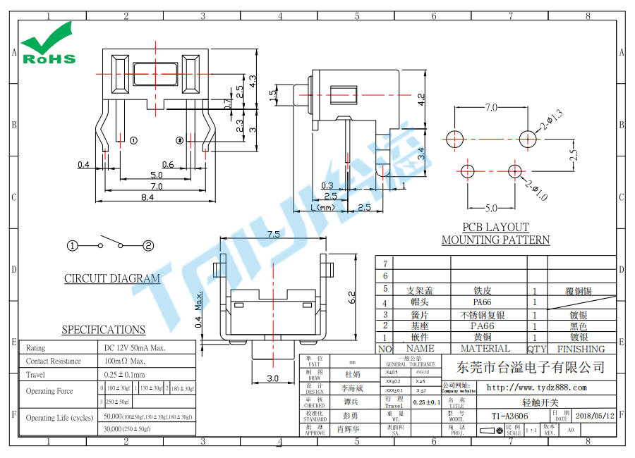 3.0*6.0 轻触T1-A3606