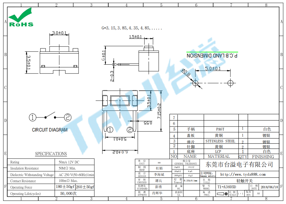 3.0*6.0 轻触T1-A3605D