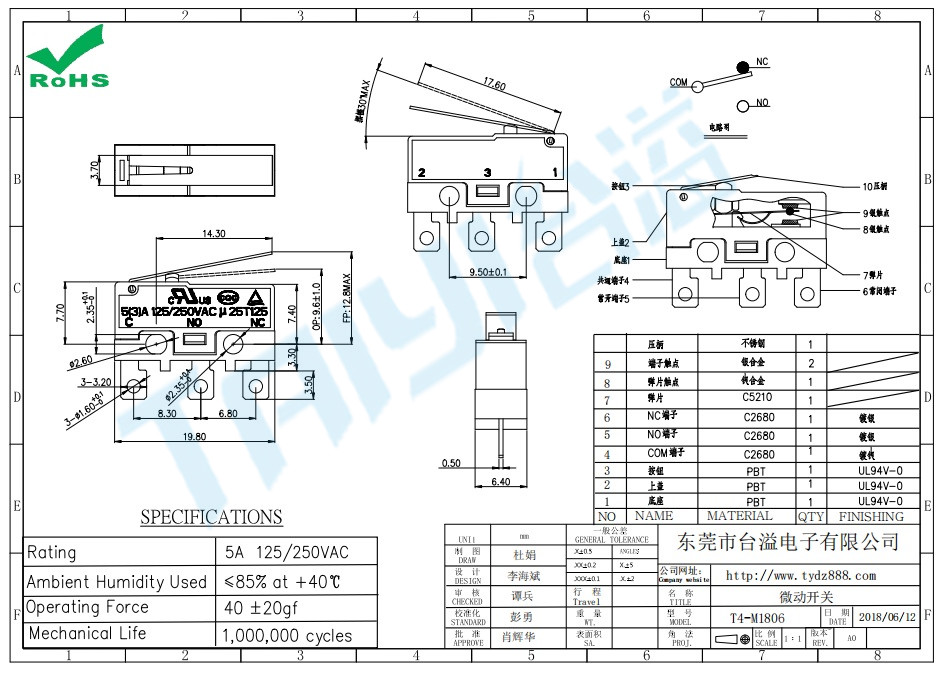 微动开关T4-M1806