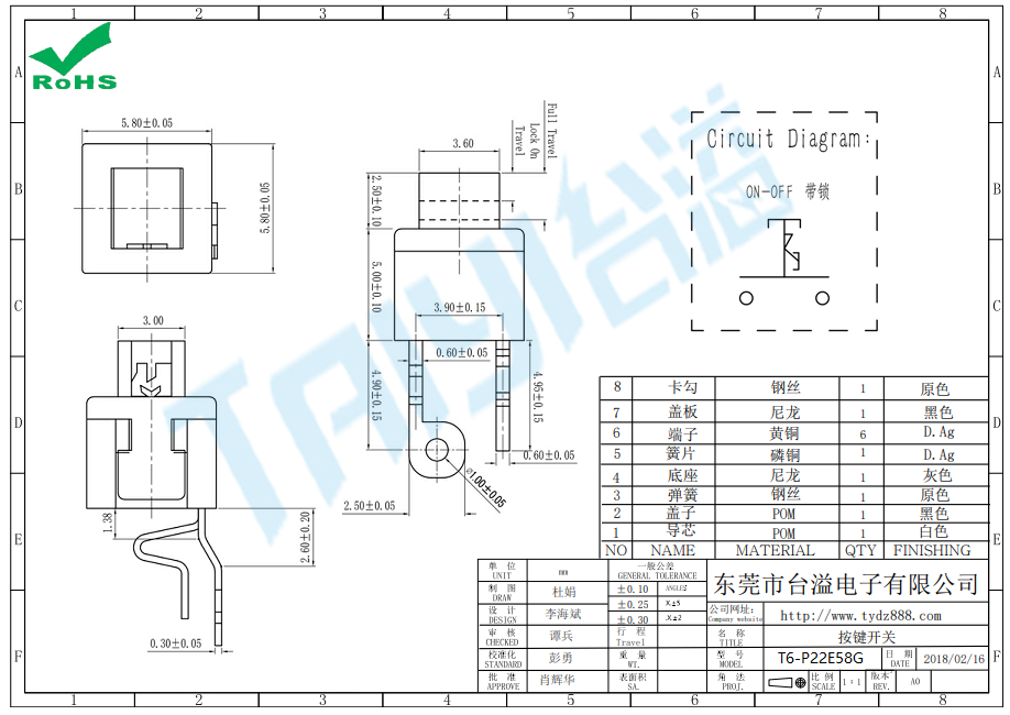 按键开关-T6-P22E58G